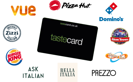 tastecard with multiple brand logos